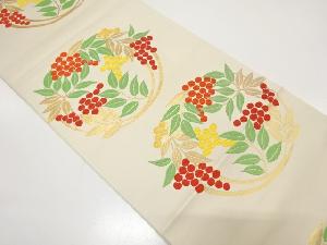 アンティーク　南天模様織り出し袋帯（材料）